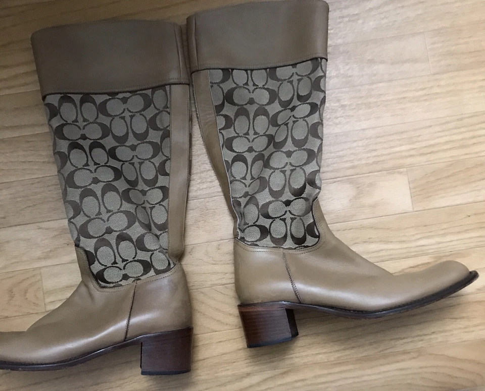 Vtg COACH Series Knee High Riding Boots CAROLE G1 Style Monogram Sz8.5 B - Image 2 of 4