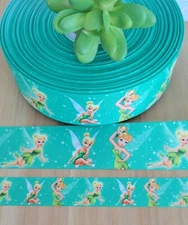 7/8 & 1.5 " (1 YD) Tinker Bell Grosgrain Ribbon Disney Fairy Hair Bow Lanyard 