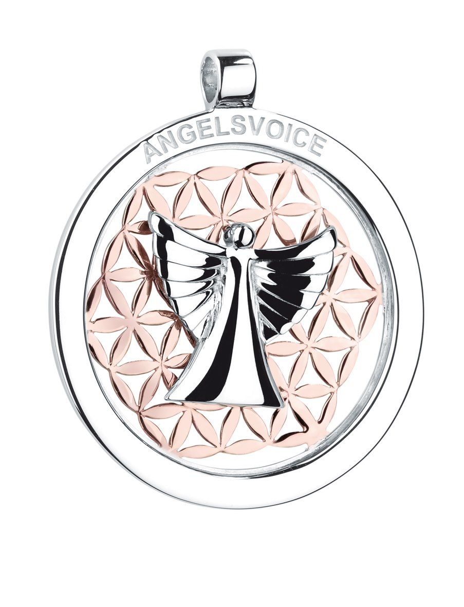 Anhänger Engel der Hoffnung Silber rosé Schutzengel Blume des Lebens Angelsvoice