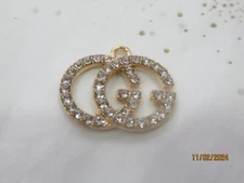 GUCCI   ZIPPER PULL CHARM  GOLD TONE metal , 20mm X 17MM CLEAR stones