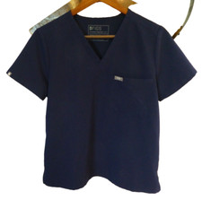 FIGS Catarina One Pocket Scrub Top Women's Small V Neck Navy Blue PO 2632