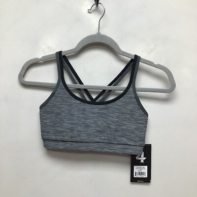 Fourlaps Women Charcoal Space Dye Stretch Strappy Gym Vitality Sports Bra XS $54