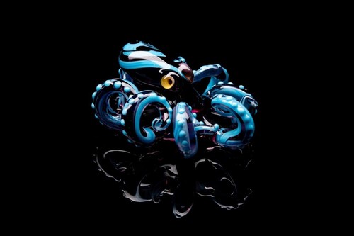 Der lila türkis Krake Sammlerstück tragbar Boro Glas Oktopus Halskette - Bild 4 von 4