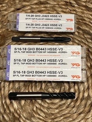 (3) YG1 5/16 -18 & (2) 1/4 -28 GH3 B0443 HSSE-V3 SP FL/PT TAP BTM KOREA- (B2)