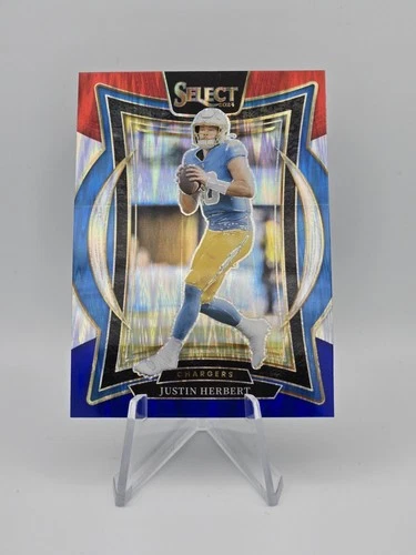 2024 Panini Select - Concourse Justin Herbert #41 Red &amp; Blue Shock Prizm