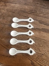 Antique Porcelain Salt Spoons, Bone White, Japan 2 3/4" Set of 5