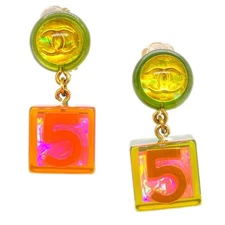 Chanel Dangle Cube Earrings Clip-On Gold 97P 165796