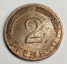 1972-G Germany 2 Two Pfennig - Circulated German Copper Plated Steel World Coin 
