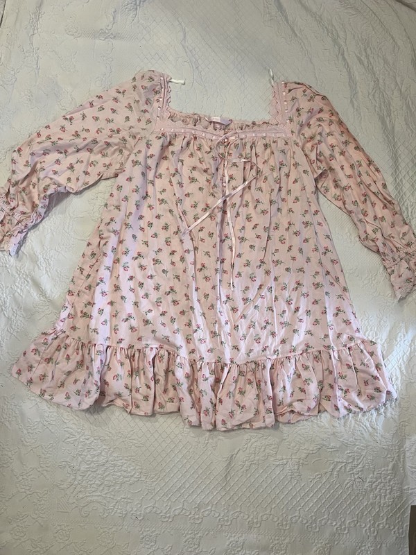 Vintage Victorias Secret Nightgown Pink Roses Prairie, Romance ~ LOVELY ~💐Large