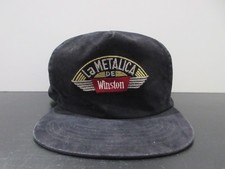 VINTAGE Winston Hat Cap Snap Back Black Red Logo La Metalica Cigarette Mens 90s