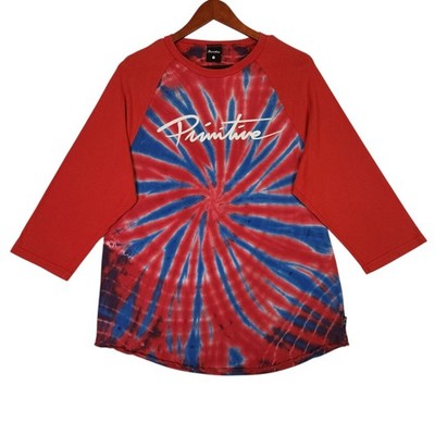 Vintage Y2K Primitive Tie-Dye T-shirt Small Retro Skateboard 3/4 Sleeve Unisex 