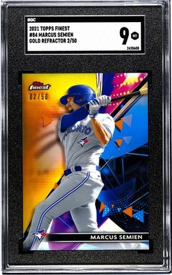2021 Topps Finest Marcus Semien #84 Gold Refractor /50 - Blue Jays SGC 9 Mint