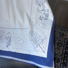 Homemade Christmas Tablecloth 78 x 60 Snowflake Snowman