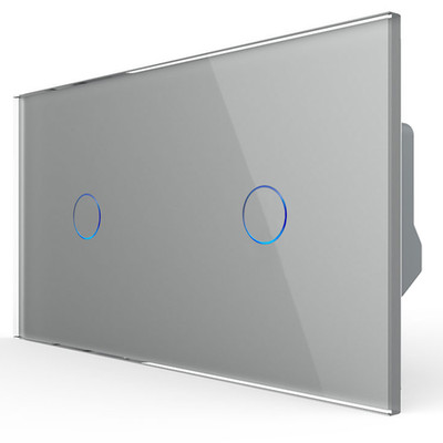Livolo 2-fach Glas-Touch Lichtschalter Grau | Modernes Design | Ein/Aus