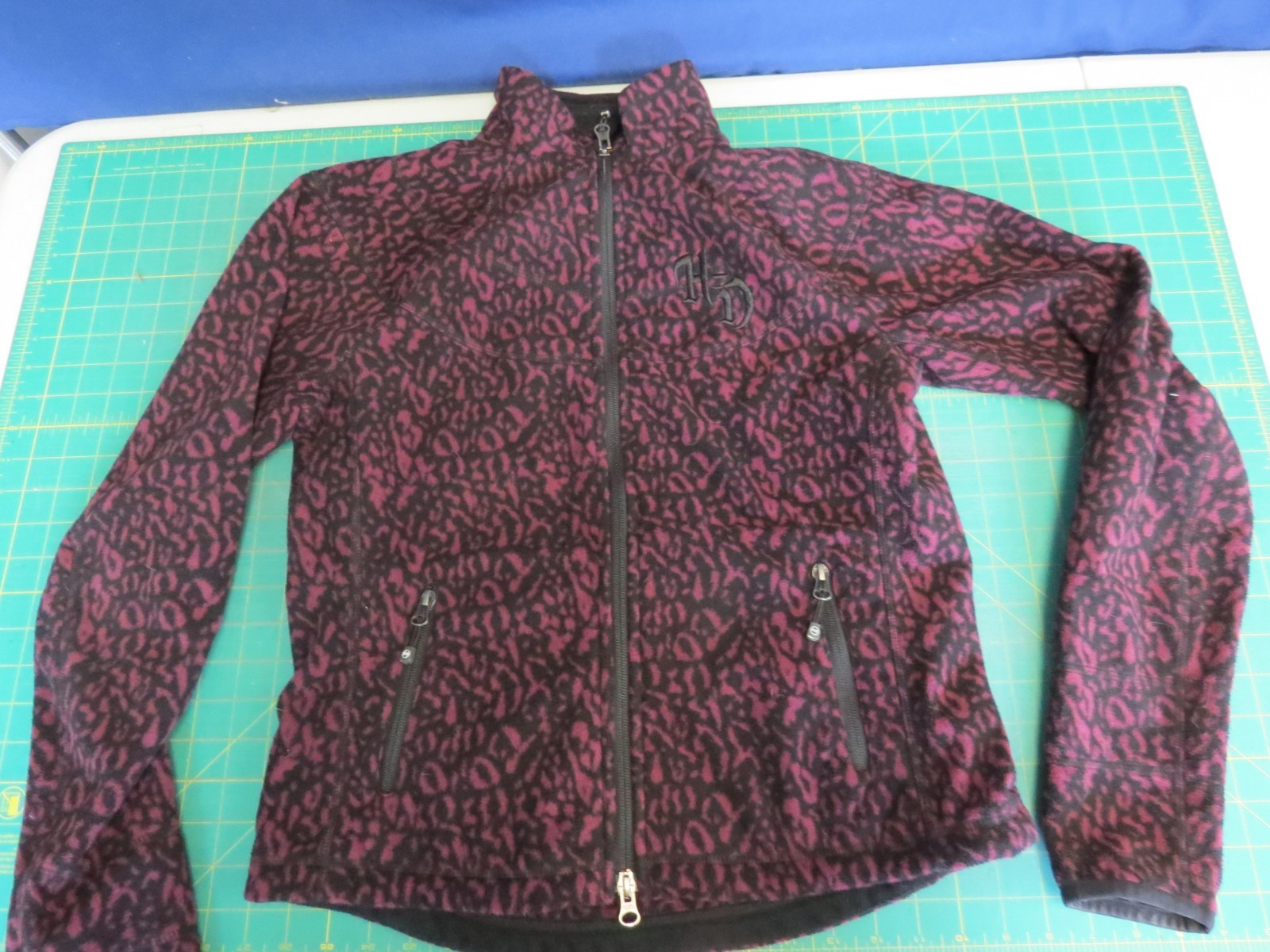 Harley Davidson Jacket Women's  M Purple Animal Print Fleece Zip Up