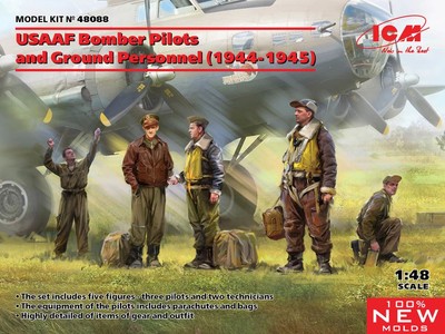 ICM 48088 MODEL USAAF BOMBER PILOTS AND GROUND PERSONAL (1944-1945) (100% NE