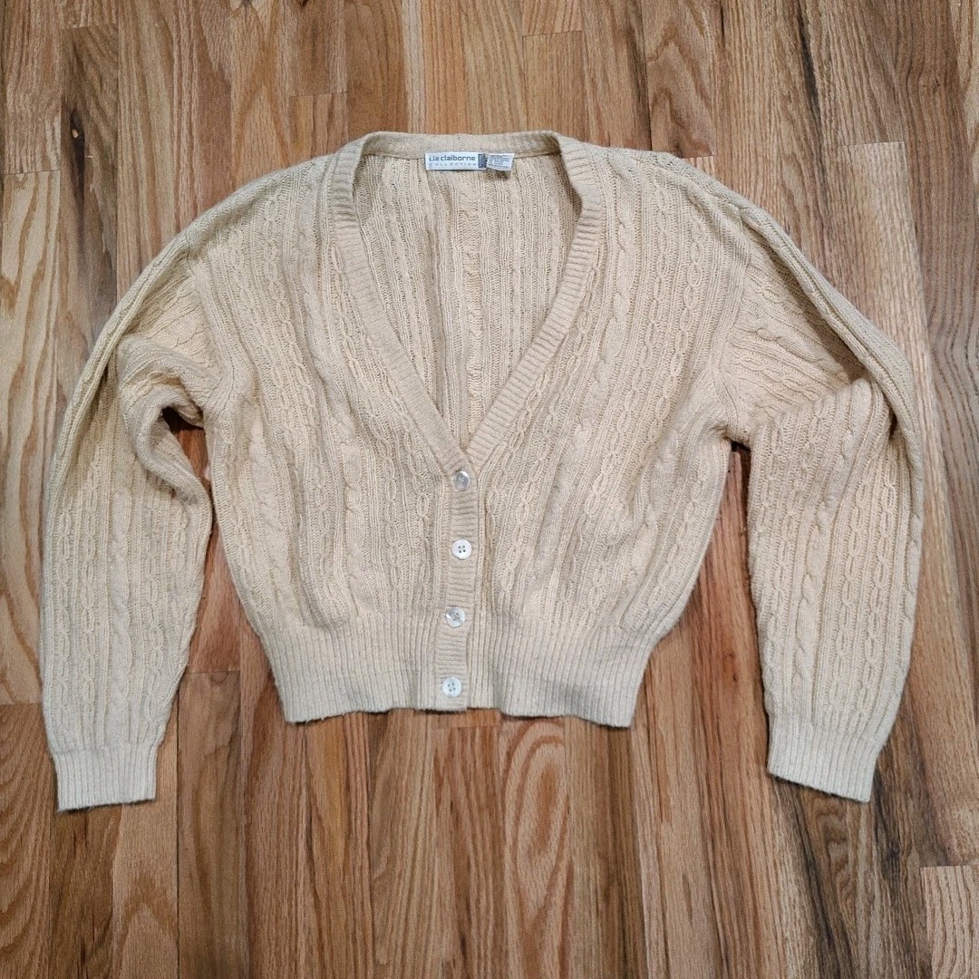 Vintage Liz Claiborne Hand Knit Sweater Sz M Silk Cotton Autumn Cottagecore 90s