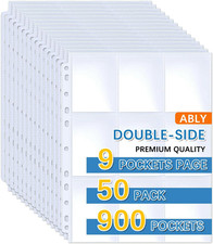 50 Pages 9-Pocket Trading Card Sleeves Fits 3-Ring Binder Holds 900 Cards