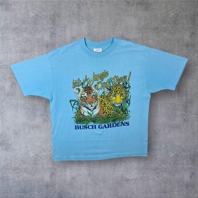 Vintage 90 s Tee Jays Busch Gardens Souvenir Blue Single Stitch T-Shirt XL Large