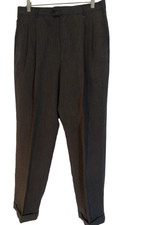 Chaps Ralph Lauren Slack Trousser Pants Mens Size 34/30 Gray Cuffed Bottom