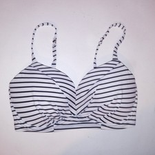 Victoria's Secret Swim Bikini Top 34DD Black White Stripe Push Up Underwire
