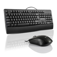 Wired Keyboard And Mouse Combo 104 Keys Ergonomic With Palm Rest Black