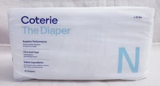 Coterie The Diaper Size Newborn 3 Packs Of 31,  93 Diapers Total New Sealed