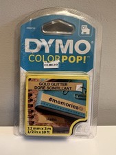 DYMO D1 Colorpop Label Tape Gold Glitter 12mm X 3m 1/2 in X 10ft Sealed BL 