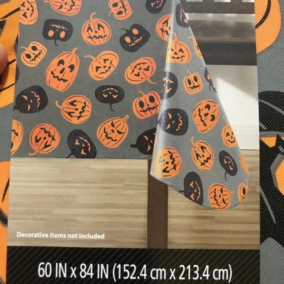 Way to Celebrate Halloween Tablecloth Pumpkins Rectangle 60x84'' PEVA Wipe Off