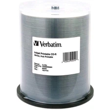 Verbatim 95252 CD-R 52x 700MB 80Min White Inkjet Printable 100-Pack Spindle READ