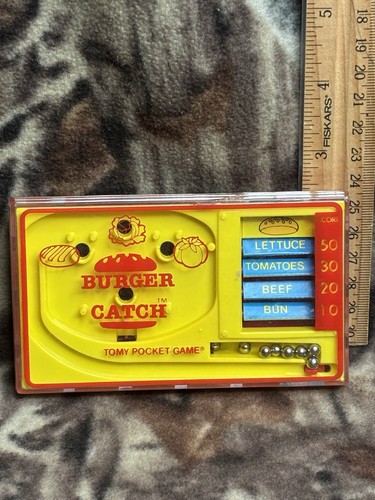 Vintage Tomy Pocket Game Burger Catch Tested and Working Rare CRACK