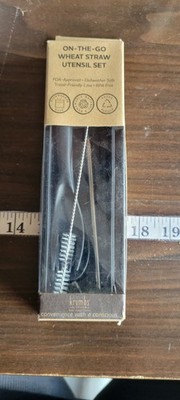 Krumbs Kitchen On-The-Go Wheat Straw Utensil Set Black