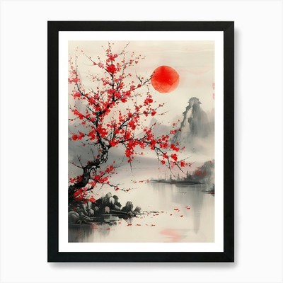 Asiatisches Gemälde 1 Kunstdruck gerahmt Wandbild Poster Leinwanddruck Bild