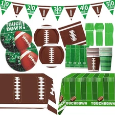New Best 163PCS Football Party Supplies Tableware Serves 20 Guests Set - Theme