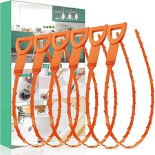Drain Snake Hair Drain Clog Remover - 6 Pack Shower Snake Sink Unclogger Tool wi
