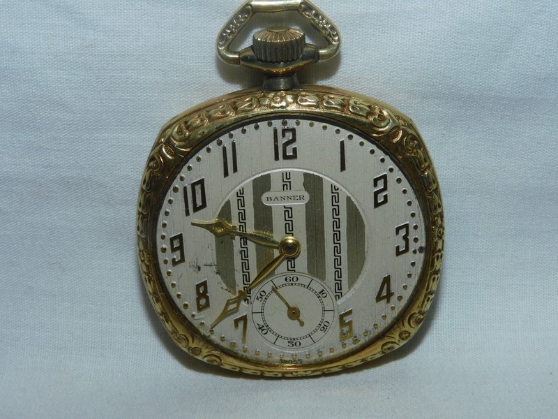 VINTAGE BANNER POCKET WATCH " SCHEIN & ENGEL " 6 JEWELS - PARTS OR REPAIR
