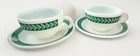 Vintage Corning Decor 2 Cups & 2 Saucers Laurel Leaf Green 701/796 Milk Glass