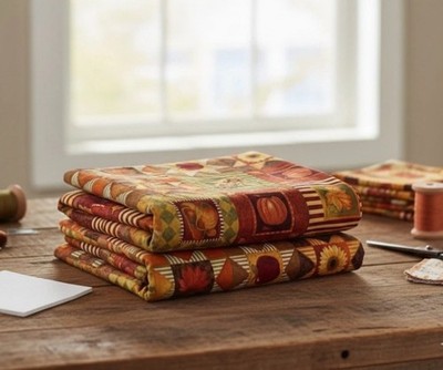 OOP Gorgeous Fall Fabric Vicky Howard David Textiles Sawtooth Star 2 Yards