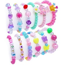 12 PCS Kids Bracelets for Girls Jewelry Little Girl Beaded Bracelets Flower B...