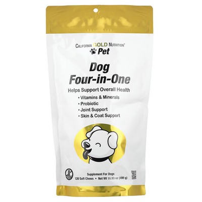 2 X California Gold Nutrition, Pet, Dog Four-in-One, 120 Soft Chews, 16.93 oz (4