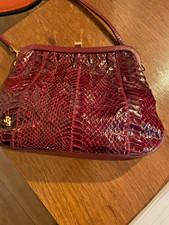 Vintage 1960's Jane Shilton Snakeskin Handbag Burgundy