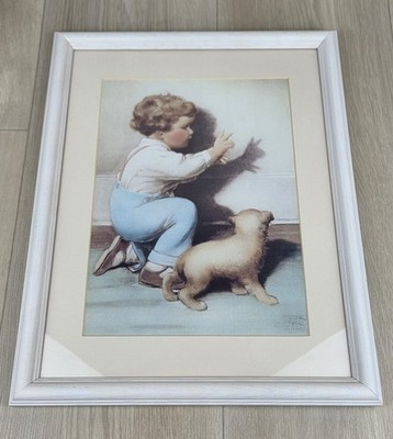 Bessie Pease Gutmann Framed Print 15'' x 12''  OH OH A BUNNY Vintage Granny Core