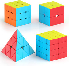 Speed Cube Set - 2x2, 3x3, 4x4 Pyramid Magic Cubes - Perfect Gift for All Ages