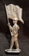 Vintage Metal Toy Soldier Flag Bearer Lead Unpainted 2 3/4 Inch