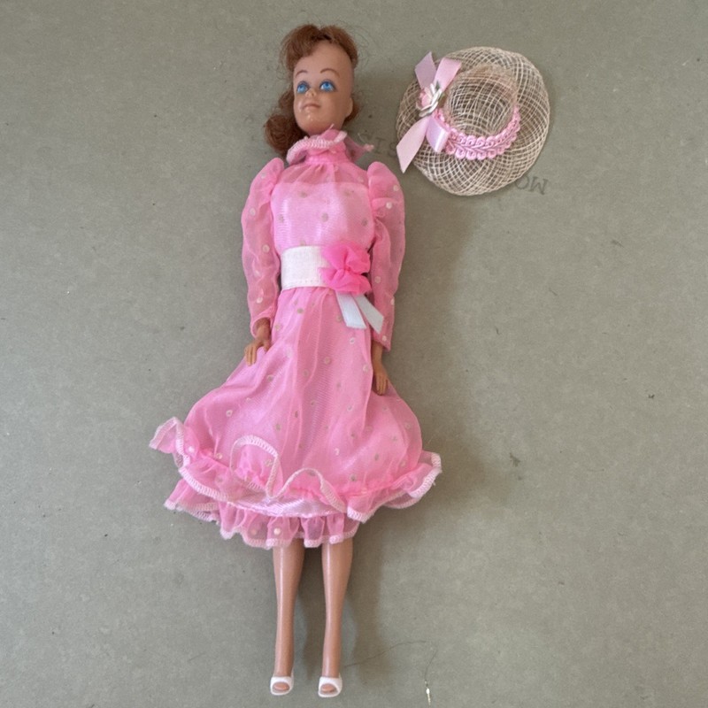 Vintage Barbie Friend Midge 1960s Doll with Polka Dot Dress & Accessories