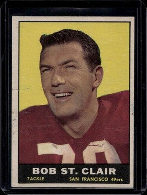 1961 Topps Football Set Break #63 Bob St. Clair, Ex, HOF