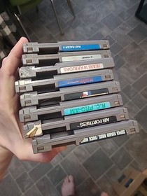 Lot Of 8 Nes Games Mario Bros Duck Hunt Rare Vintage Baseball 3 And 5 Screw Case