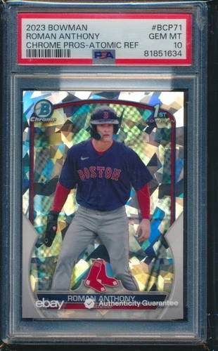 PSA 10 ROMAN ANTHONY 1st 2023 Bowman Chrome ATOMIC REFRACTOR RED SOX RC GEM MINT