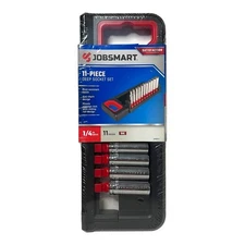 JobSmart 11 Piece Standard SAE Deep Socket Set 1/4 in Drive 6 Point New Sealed