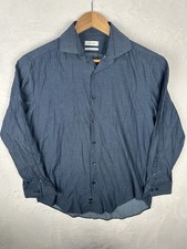 Men s Calvin Klein Slim Fit Long Sleeve Button Up Shirt Blue Size Medium